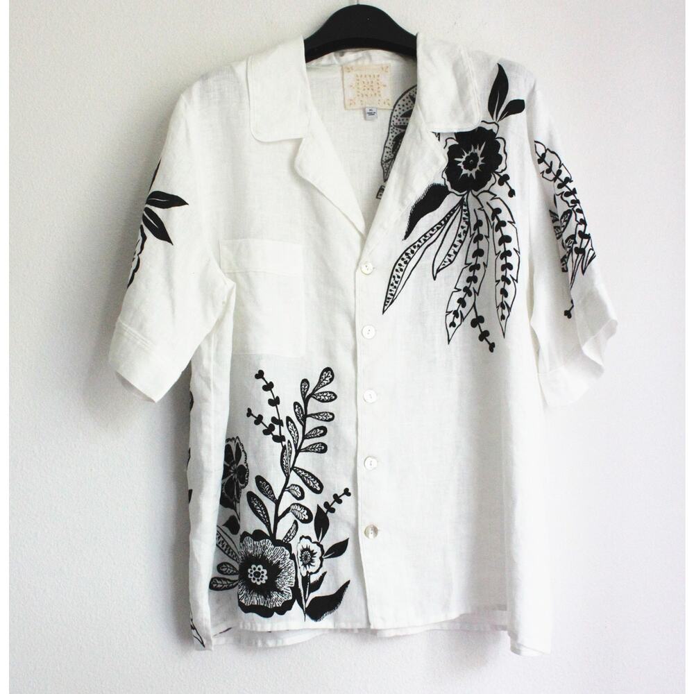 New Johnny Was Linen Camp Shirt, Size L - Picture 4 of 10